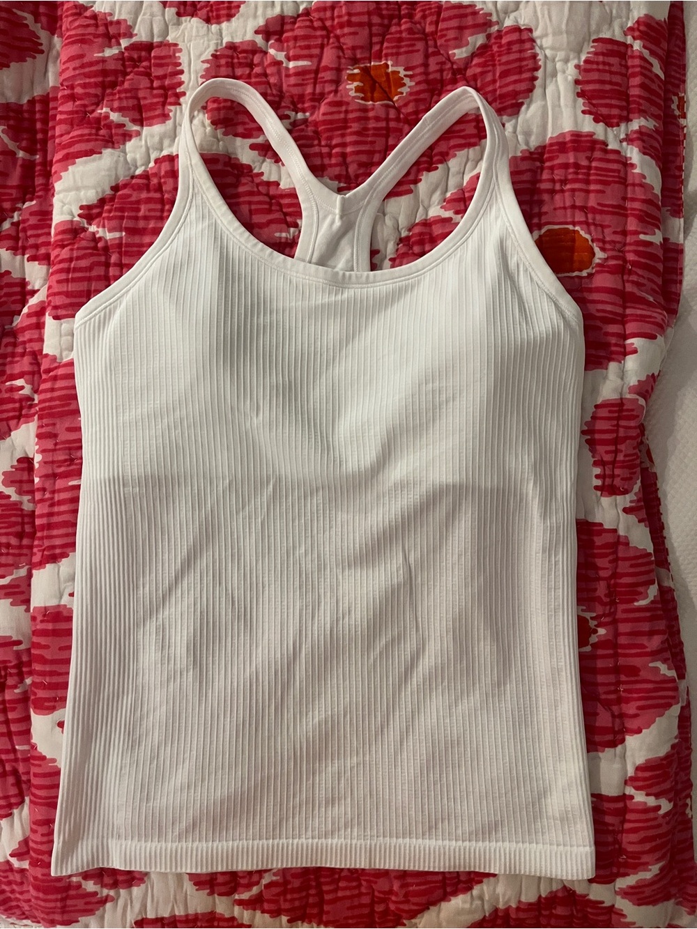Lululemon White Ribbed Racerback Tank Top
